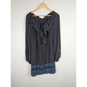 Fifteen Twenty Black Ruffle Neck Silk Dress Size Small